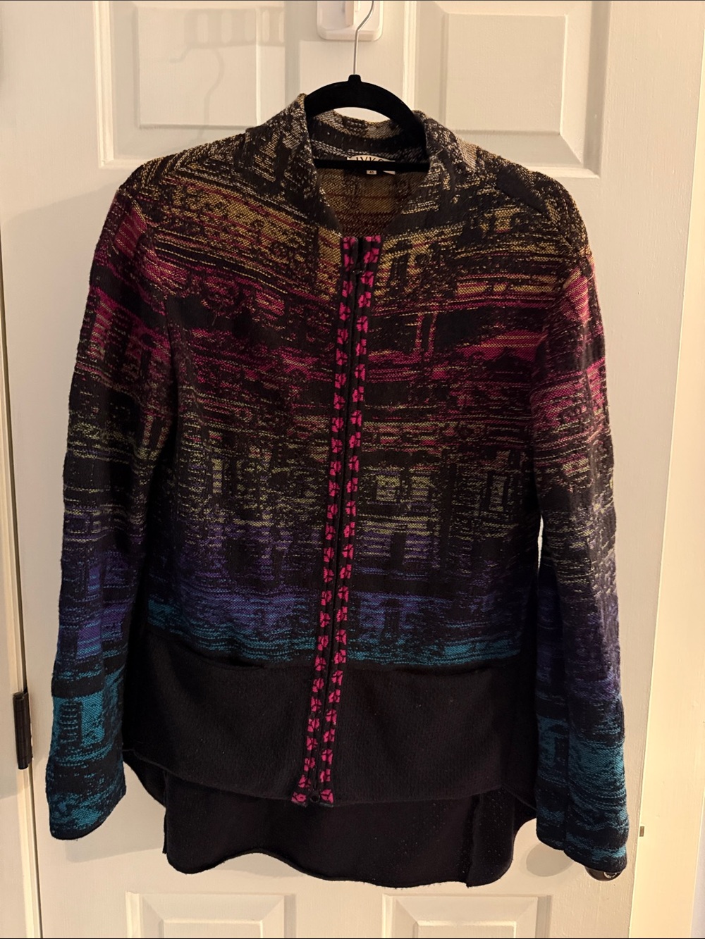 IVKO Multicolor Gradient Knit Zipped Sweater with Black Base